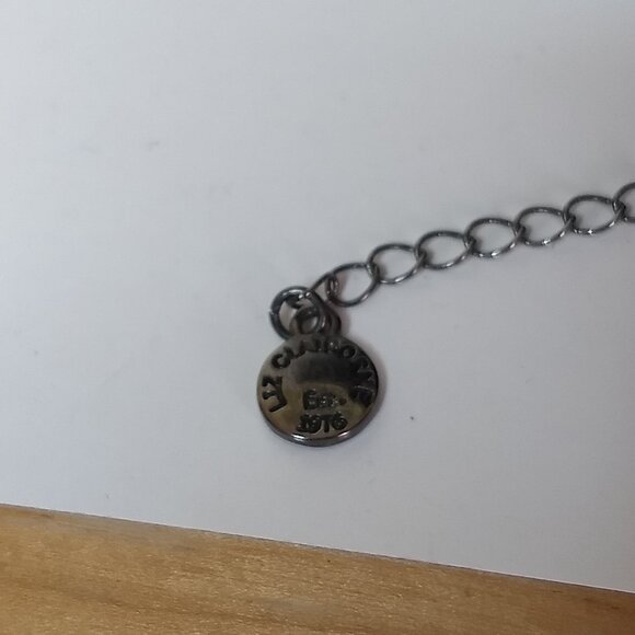 Liz Claiborne Black Tone Social Tower Rhinestone Dangle Fringe Pendant Statement - Picture 5 of 8